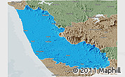 Political Panoramic Map of Dakshin Kannad, semi-desaturated