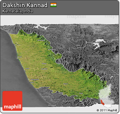 Satellite Panoramic Map of Dakshin Kannad, desaturated