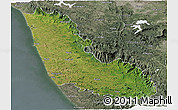 Satellite Panoramic Map of Dakshin Kannad, semi-desaturated