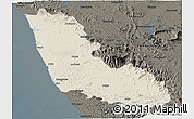 Shaded Relief Panoramic Map of Dakshin Kannad, darken