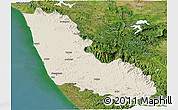 Shaded Relief Panoramic Map of Dakshin Kannad, satellite outside