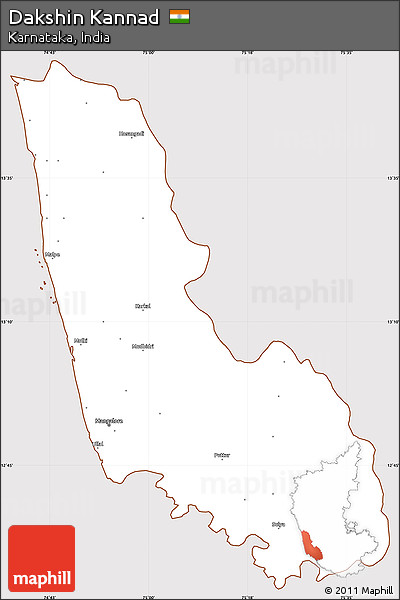 Classic Style Simple Map of Dakshin Kannad, cropped outside