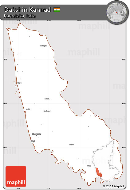 Classic Style Simple Map of Dakshin Kannad, cropped outside
