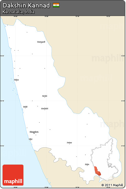 Classic Style Simple Map of Dakshin Kannad, single color outside