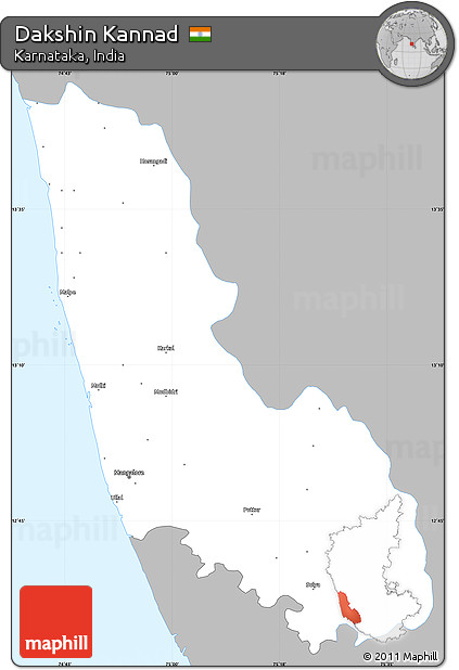 Gray Simple Map of Dakshin Kannad, single color outside