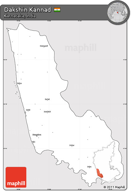 Silver Style Simple Map of Dakshin Kannad, cropped outside