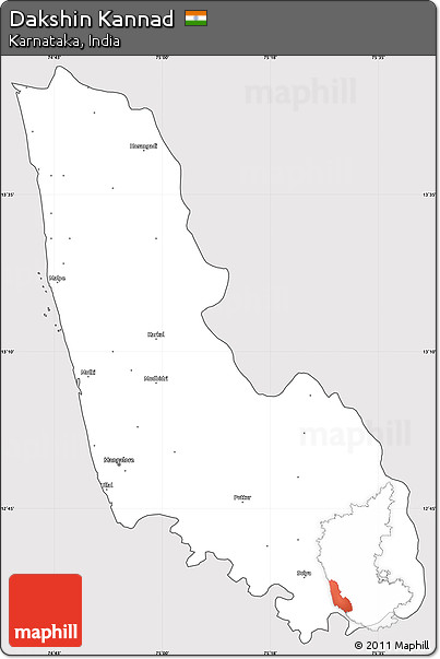 Silver Style Simple Map of Dakshin Kannad, cropped outside