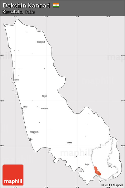 Silver Style Simple Map of Dakshin Kannad, cropped outside