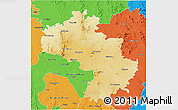 Physical 3D Map of Kolar, political outside
