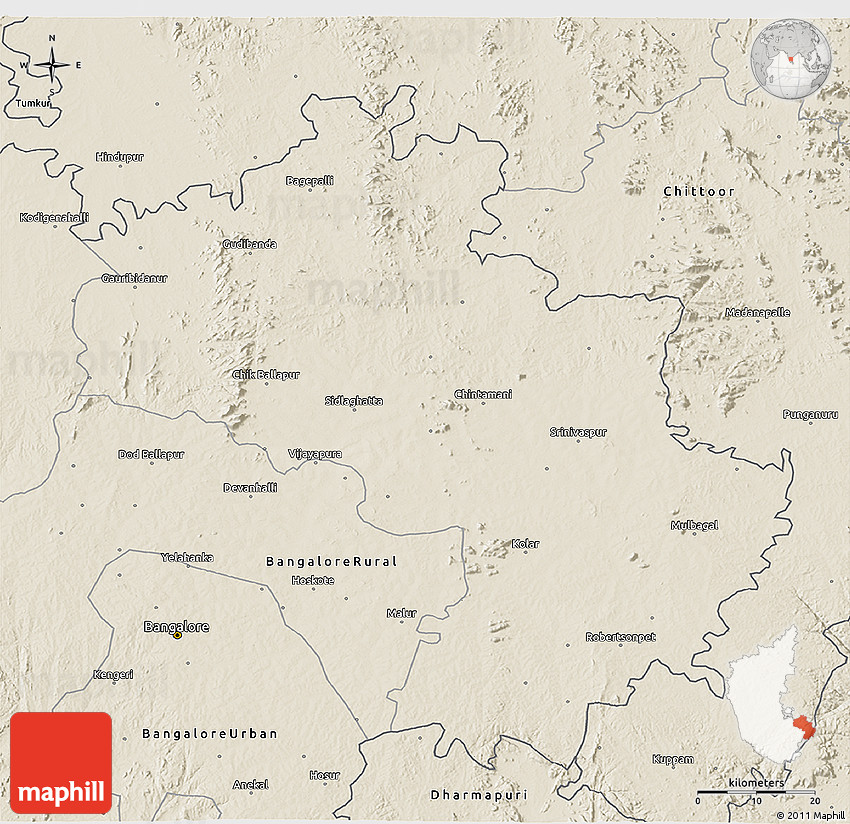 Shaded Relief 3D Map of Kolar