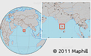 Gray Location Map of Kolar, within the entire country