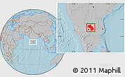 Gray Location Map of Kolar, hill shading