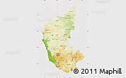 Physical Map of Karnataka, cropped outside