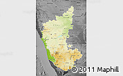Physical Map of Karnataka, darken, desaturated