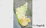 Physical Map of Karnataka, darken, semi-desaturated