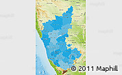 Political Shades Map of Karnataka, physical outside