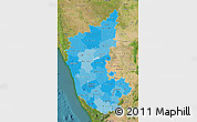 Political Shades Map of Karnataka, satellite outside