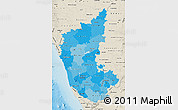 Political Shades Map of Karnataka, shaded relief outside