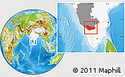 Physical Location Map of Mysore, highlighted country, highlighted parent region