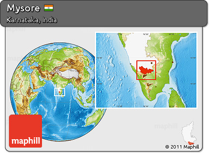 Physical Location Map of Mysore, highlighted parent region