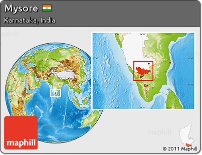 Physical Location Map of Mysore, highlighted parent region