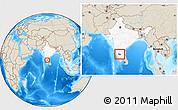 Shaded Relief Location Map of Mysore, highlighted country, within the entire country