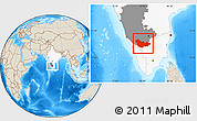 Shaded Relief Location Map of Mysore, highlighted country, highlighted parent region