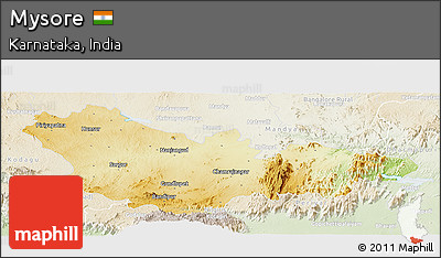 Physical Panoramic Map of Mysore, lighten