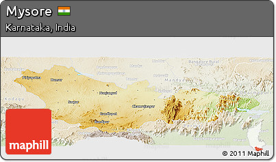 Physical Panoramic Map of Mysore, lighten