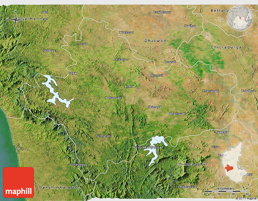 Satellite 3D Map of Shimoga