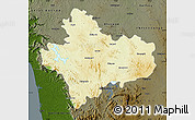 Physical Map of Shimoga, darken