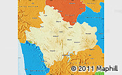 Physical Map of Shimoga, political outside