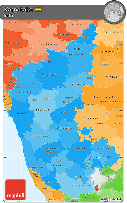 Political Shades Simple Map of Karnataka
