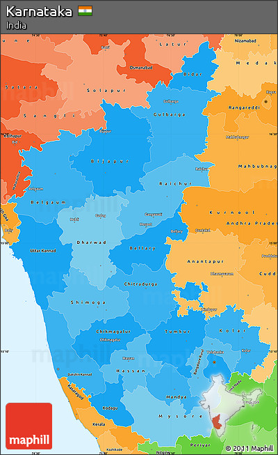 Political Shades Simple Map of Karnataka