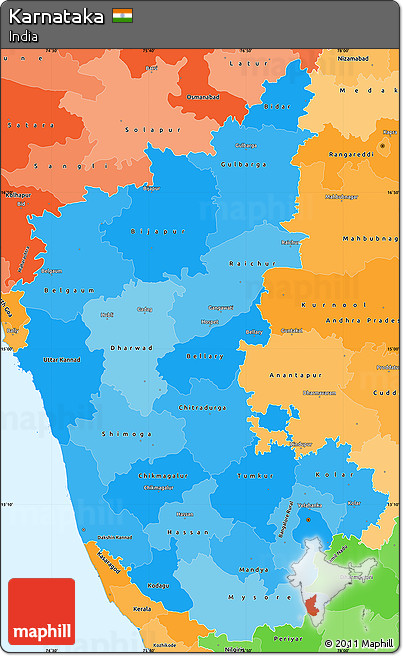 Political Shades Simple Map of Karnataka