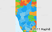 Political Shades Simple Map of Karnataka, political outside