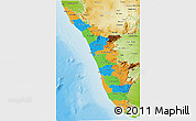 Political 3D Map of Kerala, physical outside