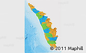 Political 3D Map of Kerala, single color outside