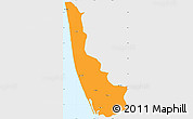 Political Simple Map of Alleppey, single color outside