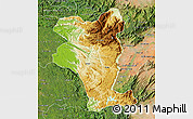 Physical Map of Idukki, satellite outside