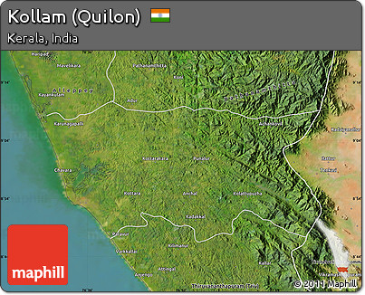 Satellite Map of Kollam (Quilon)