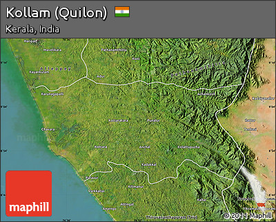 Satellite Map of Kollam (Quilon)