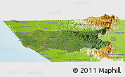 Satellite Panoramic Map of Kollam (Quilon), physical outside