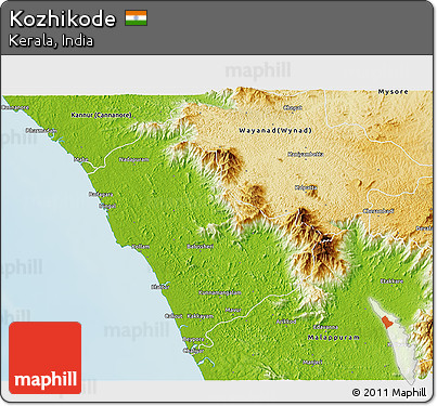 Physical 3D Map of Kozhikode