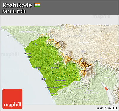 Physical 3D Map of Kozhikode, lighten