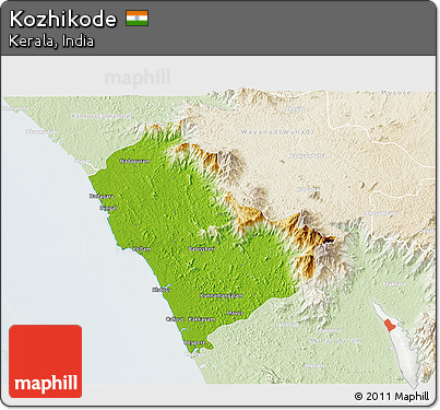 Physical 3D Map of Kozhikode, lighten
