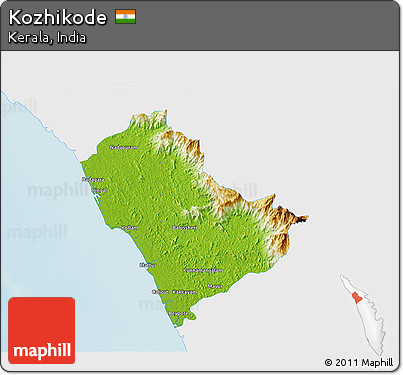 Physical 3D Map of Kozhikode, single color outside