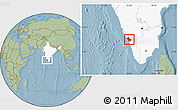 Savanna Style Location Map of Kozhikode, highlighted country, hill shading