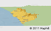 Savanna Style Panoramic Map of Kozhikode, single color outside