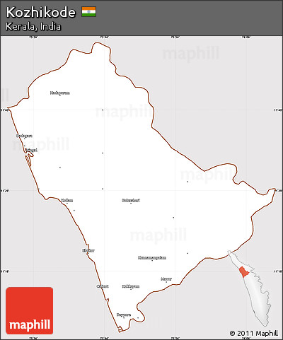 Classic Style Simple Map of Kozhikode, cropped outside